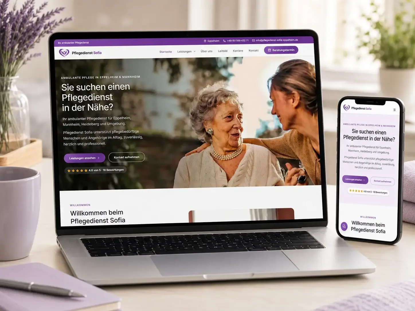 Website Pflegedienst Sofa